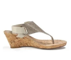 Brand new 😀 Women's White Mountain All Good Wedge 🩴 Sandals Lt Gold/Glitter 😀