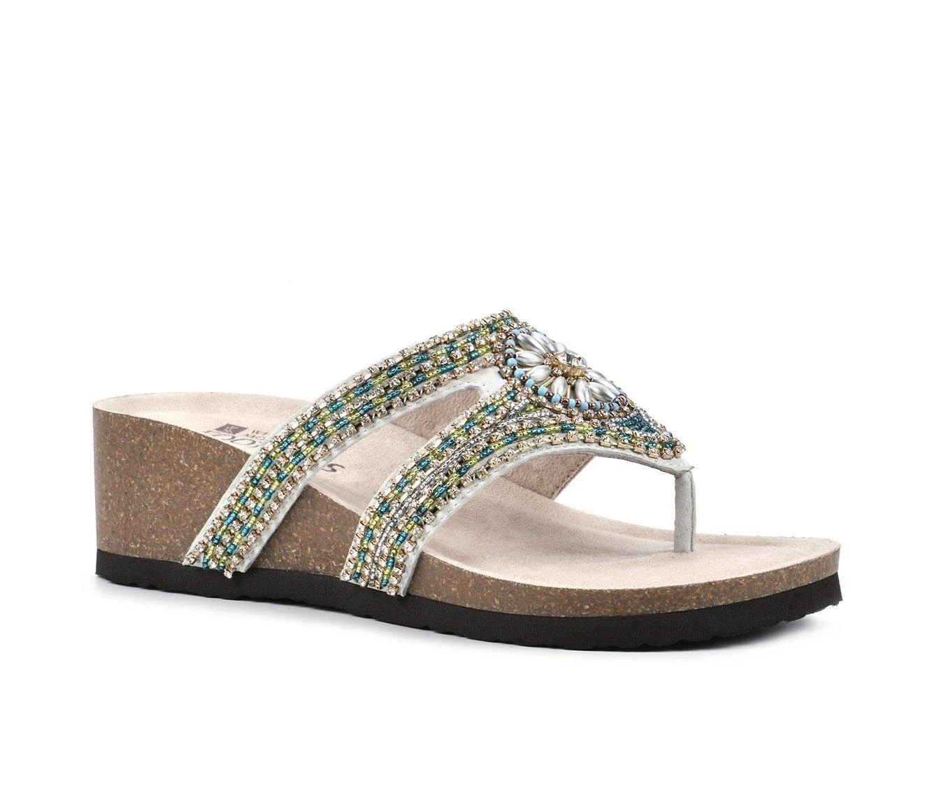 New ๐ฅ Women's White Mountain Busy Wedge Footbed ๐ฉด Sandals White ๐ - Image 3