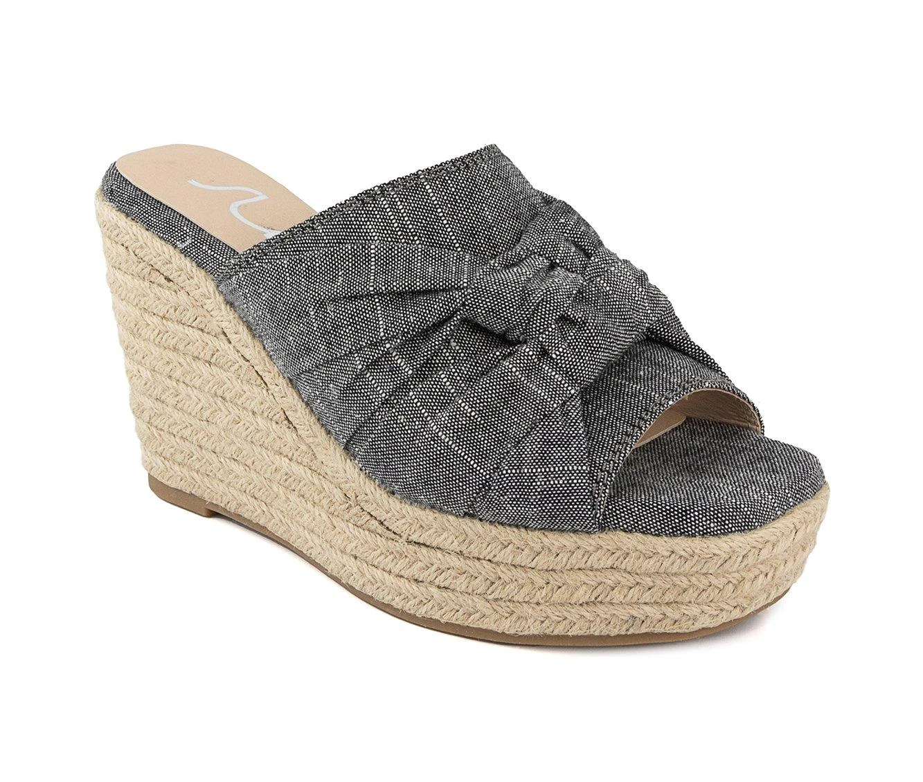 Coupon 😉 Women's Sugar Harlem Espadrille Wedge 🩴 Sandals Black Linen ⭐ - Image 3