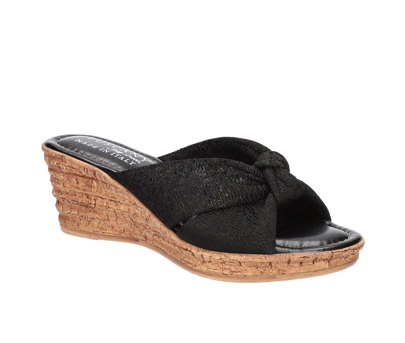 Best Pirce 🤩 Women's TUSCANY BY EASY STREET Jolanda Wedges Black Crepe 🌟 - Image 3