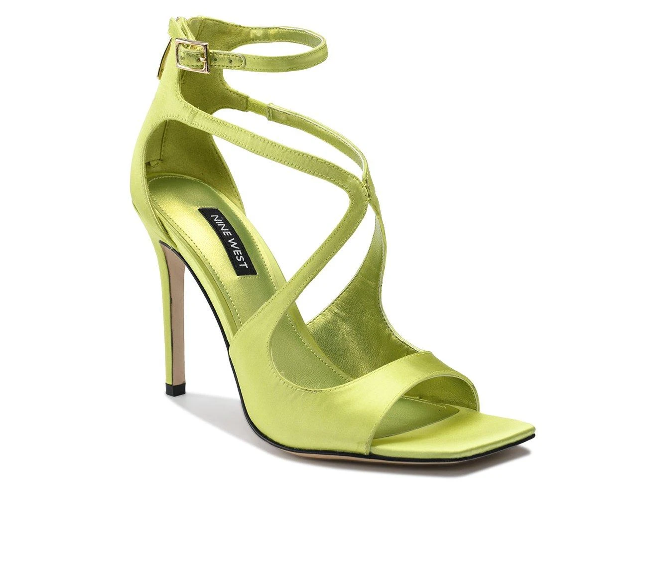 Top 10 ✨ Women's Nine West Tulah Stiletto 👗 Dress 🩴 Sandals Lime Satin ✔️ - Image 3