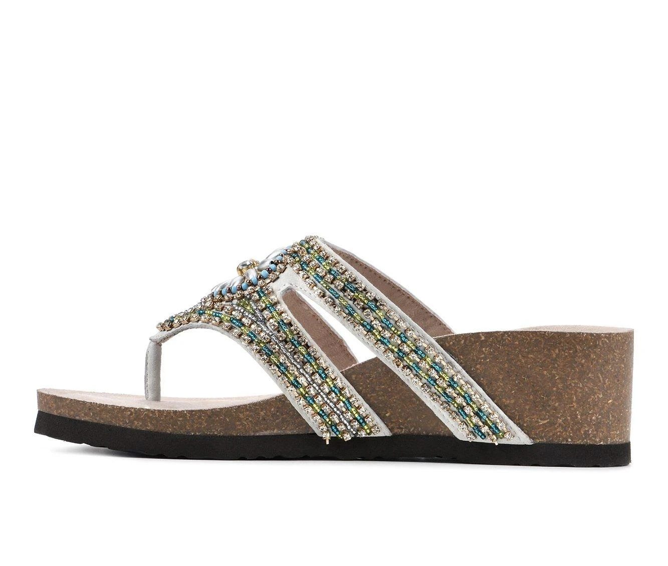 New ๐ฅ Women's White Mountain Busy Wedge Footbed ๐ฉด Sandals White ๐ - Image 4