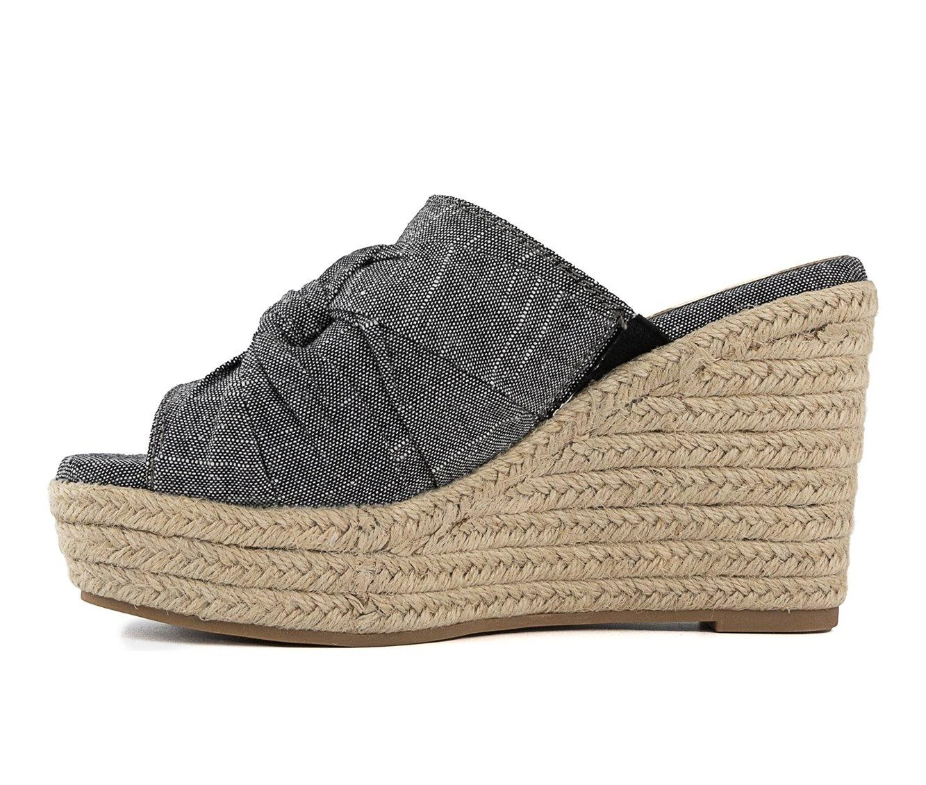 Coupon 😉 Women's Sugar Harlem Espadrille Wedge 🩴 Sandals Black Linen ⭐ - Image 4