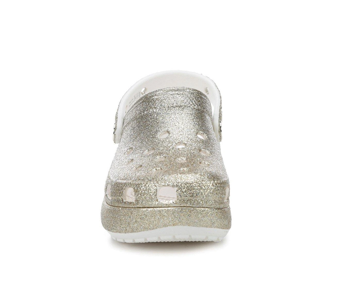Discount 𧨠Women's Crocs Classic Platform Glitter Clogs White/Gold π - Image 5