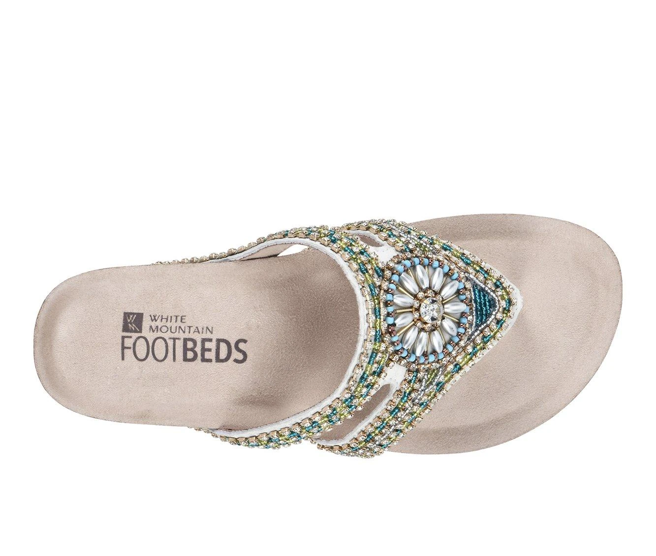 New ๐ฅ Women's White Mountain Busy Wedge Footbed ๐ฉด Sandals White ๐ - Image 6